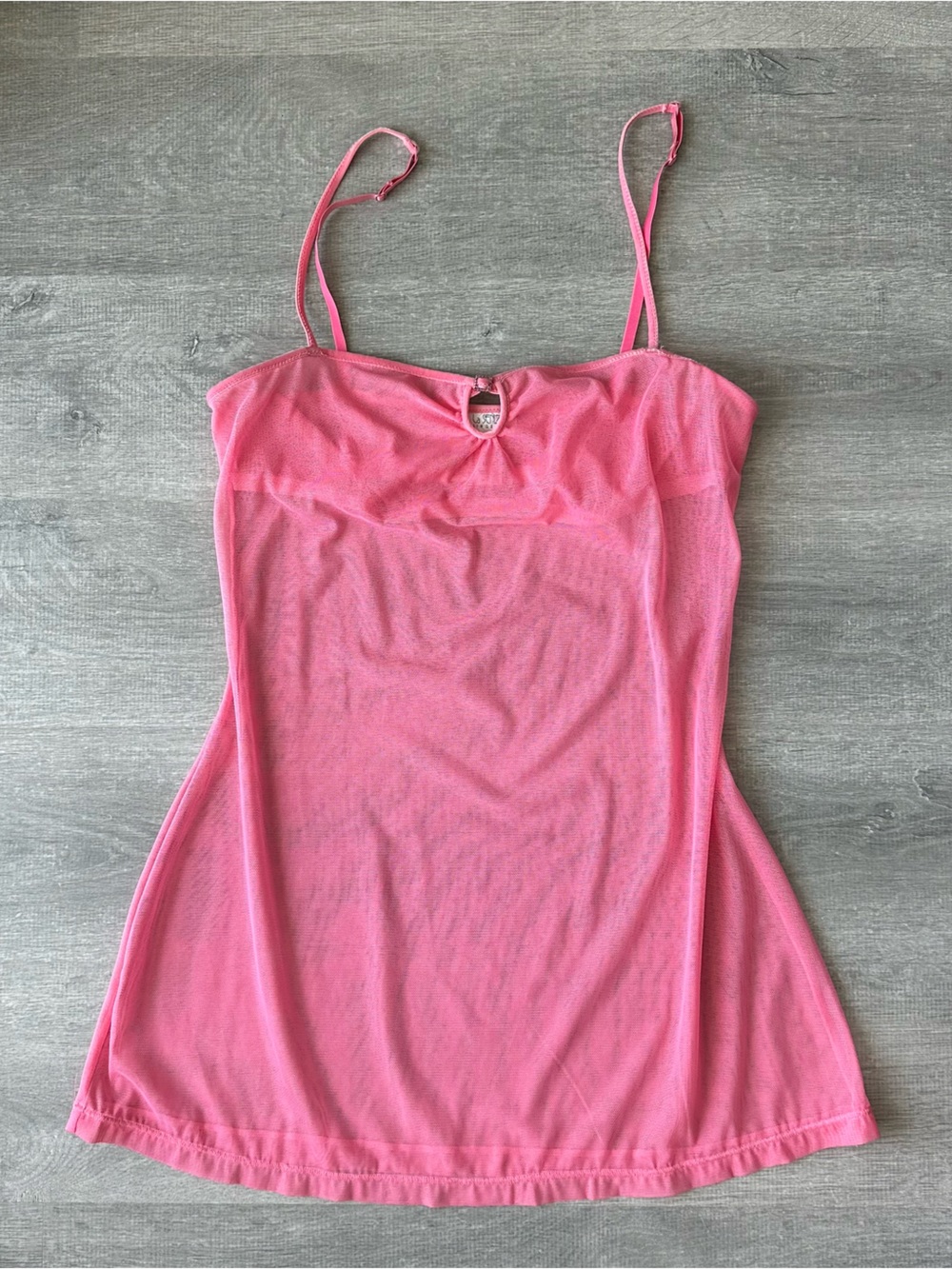 Y2K Coquette La Senza pink mesh sheer slip dress with gems